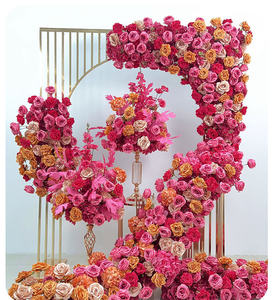 زهور اصطناعية عالية الجودة مخصصة بطول 2 متر، صف زهور وردي وأبيض وأحمر، مفارش طاولة زهور، قوس زهور اصطناعية للزفاف - Product Image 1