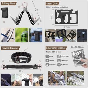 Kit d'outils de survie multifonctionnel portable avec équipement de premiers secours pour le camping en plein air, la randonnée, les situations d'urgence, imperméable, camouflage ACU - Product Image 4