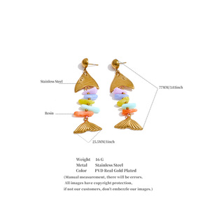 JINYOU 6011 <span class=keywords><strong>Pendientes</strong></span> de Acero Inoxidable Estilo Bohemio con Cuentas de Resina Coloridas y Diseño de Espina de Pescado - Product Image 6