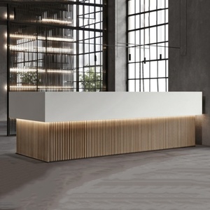 Wesome hiện đại sang trọng khách sạn Spa tiếp <span class=keywords><strong>t</strong></span>ân bàn U hình dạng thẩm mỹ viện màu be gỗ cổ điển trạm - Product Image 1