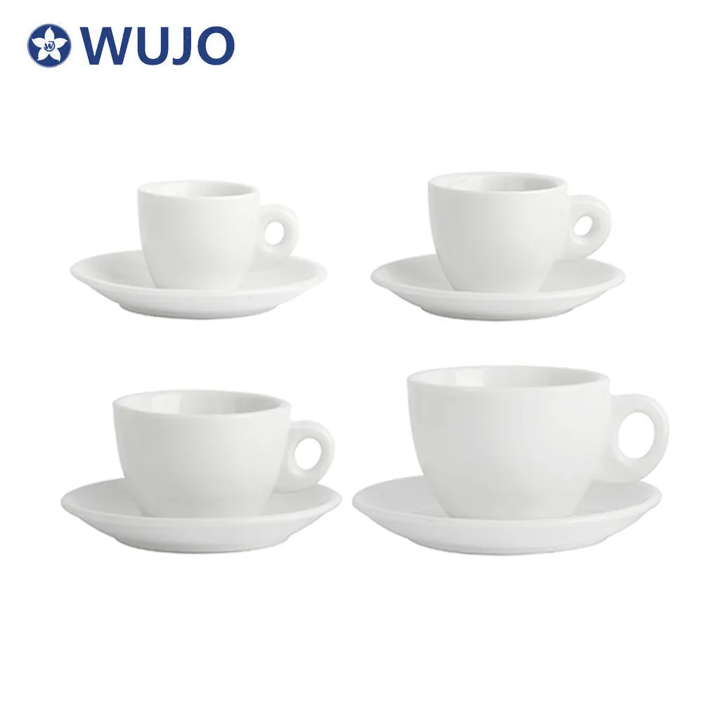白い磁器セラミックティーカップセットパーソナライズされたセラミックコーヒーカップとソーサーセット