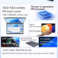 Ordinateur portable YOGA de haute qualité, Intel N95, double écran tactile IPS de 10,5 pouces, tablette PC 2 en 1, ordinateur portable de bureau, mini ordinateur portable portable