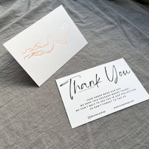 Cartes de remerciement haut de gamme estampillées à chaud or rose - Élégantes cartes de vœux professionnelles pour la reconnaissance client - Product Image 4