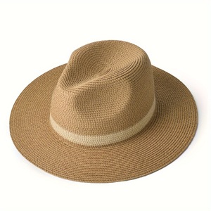Chapeau Panama en paille à large bord SOLPOP pour homme et femme, pliable, Fedora, chapeau de soleil de plage UPF50+ - Product Image 2