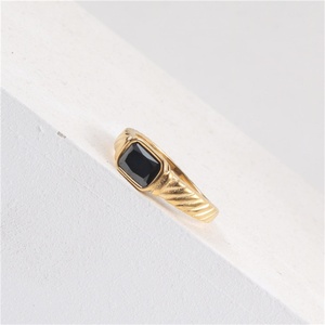 Jewelry <b>Ring</b> Rhinestone <b>Crystal</b> Chunky Stainless Steel Fashion for Men Women Popular Square Black Free Sample Vintage XR Jewelry - Product Image 3