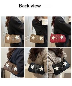 Sac à bandoulière imprimé étoiles Y2K, sac à main rouge esthétique rétro, sac streetwear des années 90 - Product Image 5