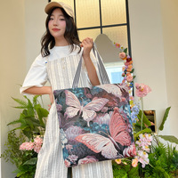 Style ethnique papillon fleur broderie 3D grande capacité Ins toile fourre-tout Shopping en gros sacs fourre-tout