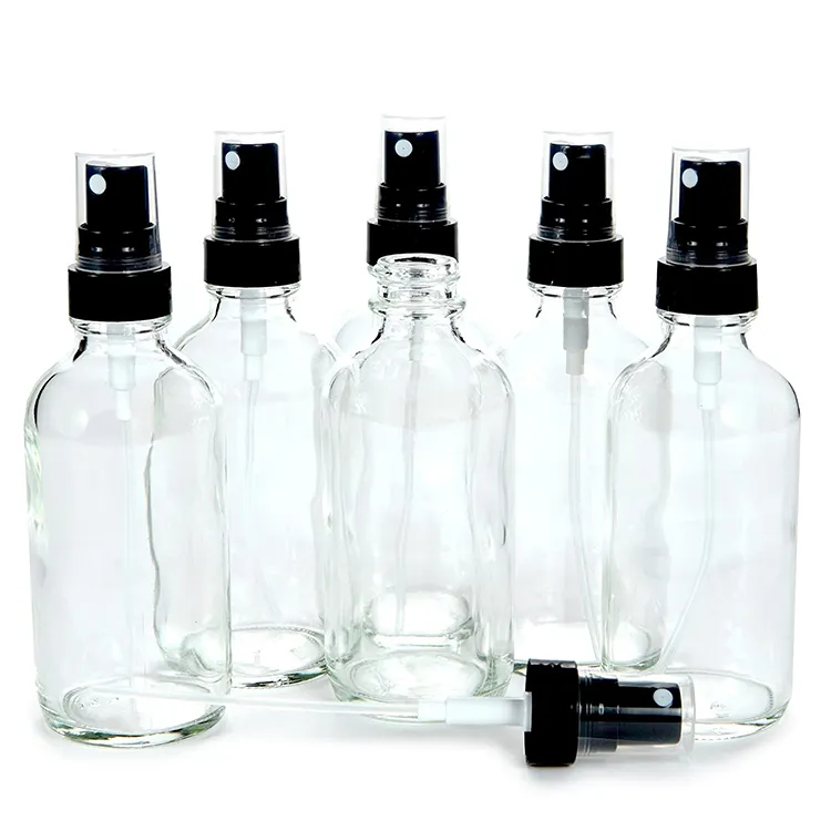 120ml Clear Boston Round Bottle Spray Pump Bottles Empty Glass Perfume Bottles
