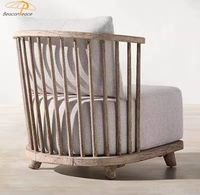 Muebles de madera de teca, nuevo sofá de madera maciza de un asiento, diseño de estilo chino, sofá de madera para exteriores con cojín