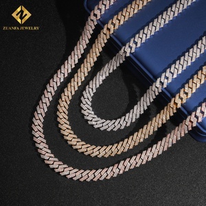 Cadena Cubana de Miami de 12 mm, 2 Filas, Dos Tonos, Joyería Hip-Hop con Incrustaciones, Pulseras y Collares de Plata de Ley 925, Moissanita VVS - Product Image 5