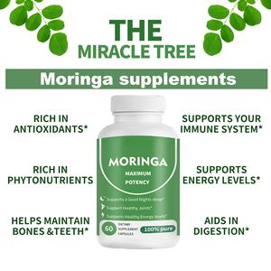 Capsules de Moringa Bio OEM 800mg, poudre de feuilles de Moringa pure, origine unique, pour l'énergie, le métabolisme et le soutien immunitaire - Product Image 4