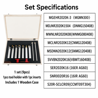 Kit de 9 porte-outils de tournage CNC avec plaquettes en carbure 20mm 25mm, outils de coupe indexables pour tournage, rainurage et filetage