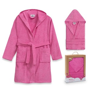 Albornoz de color liso fucsia talla S (6-8) para bebé en caja de regalo para recién nacidos y niños pequeños - Product Image 1