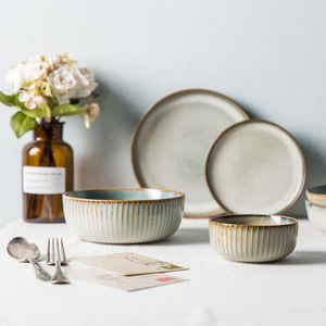 Assiettes Modernes en Céramique | Ensemble de <span class=keywords><strong>Vaisselle</strong></span> de Maison | Service de Table Créatif en Porcelaine Minimaliste Émaillée - Product Image 2