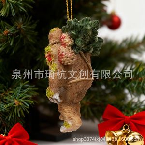 Christmas Gorilla Holding Tree Ornament Matte Finish Indoor Decor Living Room Gift Decoration QH-251033 - Product Image 2