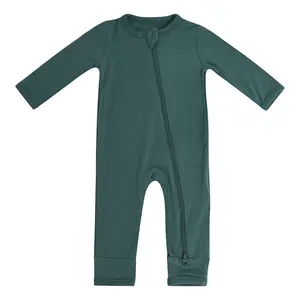 Hot sale Bamboo Baby Rompers Footless Pajamas Baby Clothes 2 Way Newborn Blank Zipper Long Sleeve Sleeper