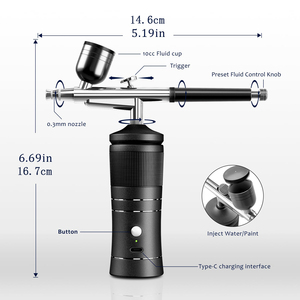 Kit aérographe rechargeable à double action avec piston en cuivre à connexion rapide, vitesse réglable 15-35 psi, mini compresseur facile à installer - Product Image 3