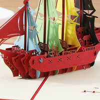 Cartes de vœux 3D personnalisées en forme de bateau à voile, modèle créatif pour anniversaire, remise de diplôme, vacances, cartes en papier pour entreprises, logo personnalisé, vente en gros