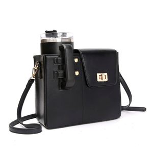 Sac bandoulière pour gobelet isotherme 40 oz d'extérieur, sac de rangement portable pour bouteille d'eau, sangle réglable, cadeau promotionnel en PU durable - Product Image 1