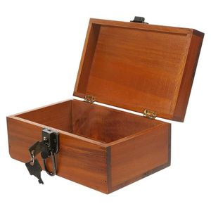 Vintage Retro Decorative Pine Wooden Keepsake Box Large Wood Storage Lock Key for Jewelry Gift Trinket Wood Crafts Wall Sign