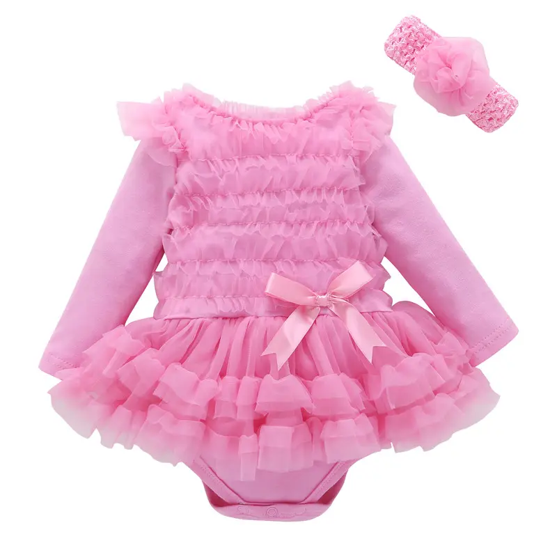 Promotional Cute Designer Baby Girls Gauze Princess Dresses Rompers for 0 1 Year Old Birthday Party