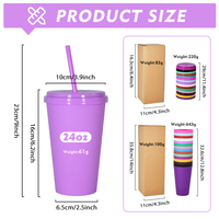 Gobelets en plastique réutilisables multicolores de 24 oz avec couvercles et pailles, pour smoothies, jus, tasses de voyage, vente en gros pour café glacé, emballage en boîte