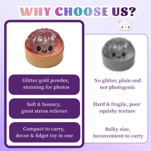 Jouet Squishy Boulette Scintillante, Boîte Mystère de Boulettes Baozi, Jouet Sensoriel Squishy Alimentaire Coloré, Balles Anti-Stress à Presser - Product Image 2