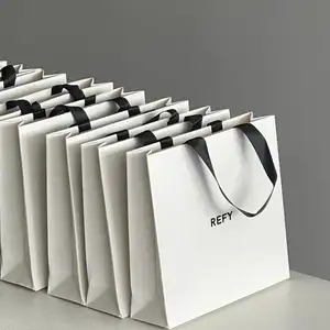 定制Logo印花生态白色铜版纸服装饰品包装礼品购物袋