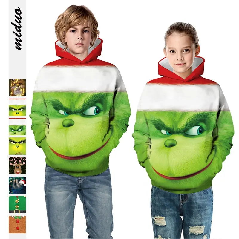 Sweat-shirt à capuche à motif Animal 3d, à manches longues avec poche, vêtements de noël pour enfants, vente en gros