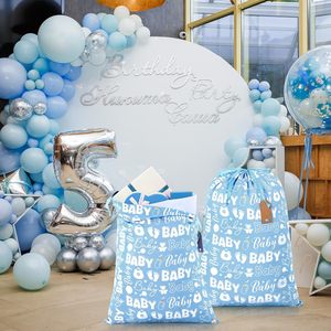 Sacchetto Regalo Blu a <span class=keywords><strong>Tema</strong></span> Neonato con Coulisse per Baby Shower e Feste di Compleanno, Sacchetto Regalo in Tessuto Stampato per Neonati, Sacchetto Regalo Riutilizzabile con Coulisse - Product Image 5