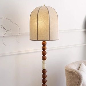Retro <b>Floor</b> Lamp Led Light Source Switch Control Flax Shade For Living Room <b>Sofa</b> Side - Product Image 2