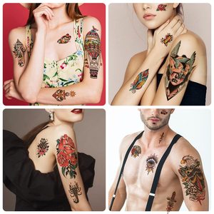 Tatuajes Temporales, Tatuajes de la Vieja Escuela, Pegatinas, Tatuajes Temporales Americanos Tradicionales de Flores y Rosas para el Brazo - Product Image 2