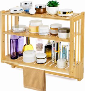 Support mural multifonctionnel moderne en bambou à 2 niveaux pour serviettes de toilette, idéal pour la cuisine - Vente en gros OEM - Product Image 1