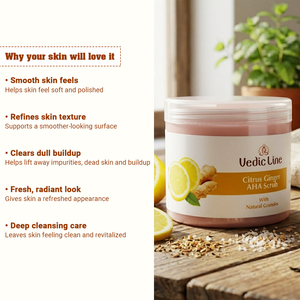 Vedic Line Citrus Ginger AHA Scrub for Deep Exfoliation Brightening Skin Renewal Body and Face Scrub Available for Sale - Product Image 2
