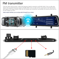 Caméra de tableau de bord Full HD avec enregistreur de conduite, rétroviseur DVR avec Carplay, Android Auto et Mirror Link