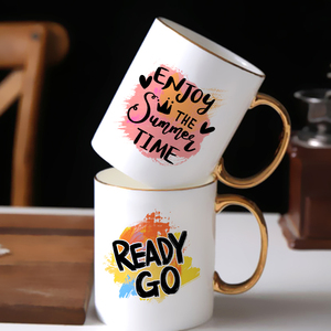 Topjlh Premium Gold Trim Coffee <strong>Mug</strong> 11oz Sublimation-Ready Ceramic Cup for Custom Logos &amp; Wedding Favors - Product Image 2