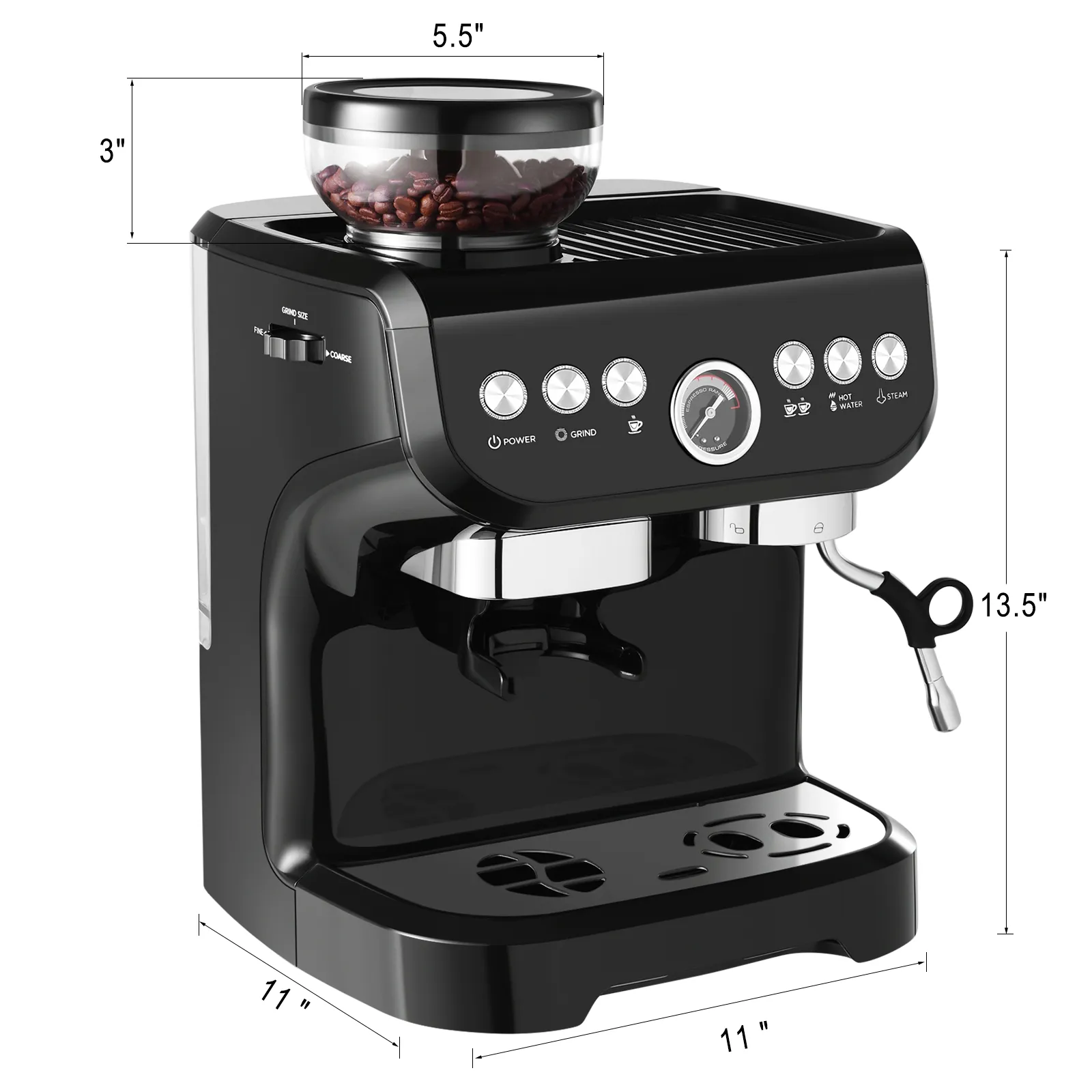 Usa Magazijn Rvs Espressomachine Commerciële Koffiezetapparaat Automatische Guirlande Stoom Melk Opschuimen Machine
