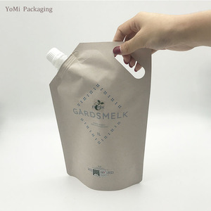 Sinh thái thân thiện tùy chỉnh in giấy kraft có thể tái chế chất lỏng Refill <span class=keywords><strong>Spout</strong></span> túi phân hủy sinh học đổ túi 500ml và 1L - Product Image 1