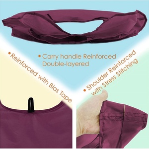 Sacs fourre-tout en polyester réutilisables écologiques personnalisés en gros, pliables, avec logo imprimé et motif lettres, pour le voyage - Product Image 3