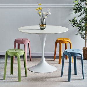 Thickened plastic round <b>stool</b> for home use, modern minimalist design, creative stackable dining table, high plastic chair. - Product Image 3