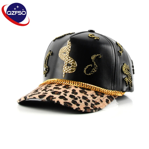 QZFSO Custom Gorras Leather Curved Brim Leopard Print 5 Panel Dad <b>Hats</b> Unstructured 3d Embroidery Baseball Caps <b>for</b> Men - Product Image 1