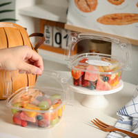 Conteneur jetable transparent en forme de panier à fleurs pour fruits coupés frais et gâteaux – idéal pour le camping et les pique-niques