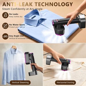 Vaporizador de Ropa Portátil de 1300W con Tanque de Agua de 190mL, Plancha de Vapor Eléctrica Doméstica con Función Anti-Quemaduras en Seco - Product Image 5