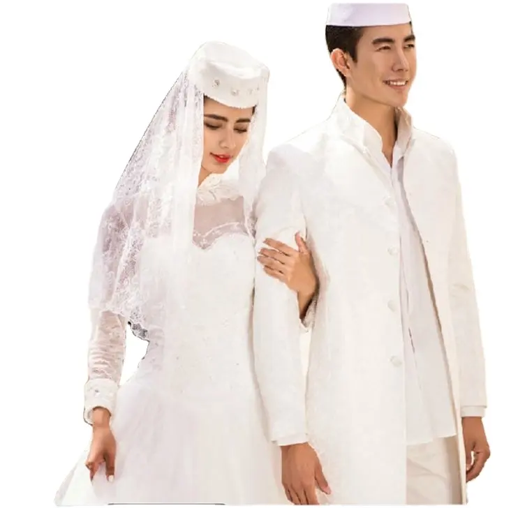 Vestido de boda musulmán de lujo, prenda personalizada de manga larga, hui, venta al por mayor, 2020