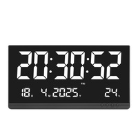 Jam Dinding Pintar Ramah Lingkungan dari Bahan Akrilik ABS dengan Tampilan Tanggal dan Suhu Digital LED Besar