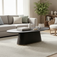 Großhandel Moderner Luxuriöser Ovaler Schwarzer Eichenholz-Couchtisch für Zeitgenössische Wohnräume