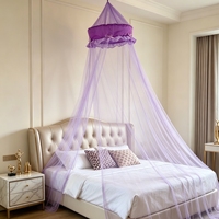 Moustiquaire de lit pliable en tulle à volants et nœuds, style lavande, pour berceau de bébé, rideau suspendu au plafond, décoration esthétique pour chambre d'enfants et de filles