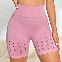 Shorts de yoga taille haute respirants sans coutures, perforés, anti-transpiration, pour le fitness et le sport, avec compression abdominale