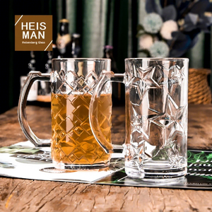 Stile europeo in rilievo spessa <span class=keywords><strong>Heisenberg</strong></span> eco-friendly di grande capacità di birra manico in vetro per bevande fredde del mercato notturno - Product Image 2