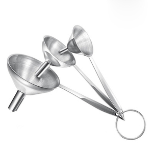 Funil de <span class=keywords><strong>metal</strong></span> para enchimento de garrafas, aço inoxidável, conjunto pequeno de funil 3 em 1 para garrafa de cozinha - Product Image 1